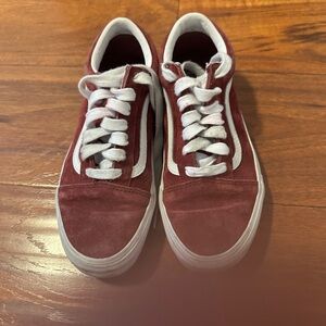 Vans Men's Suede Low-Top Sneakers - Burgundy & White